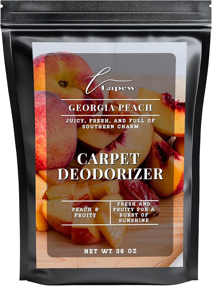 Lapew Georgia Peach Carpet Deodorizer Powder - Pet Safe Freshener for Vacuuming | Scented Odor Eliminator for Home | 36 oz