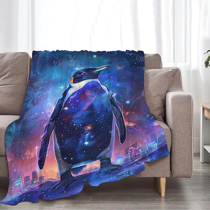 Tijuboni Penguin Throw Blanket Penguin Gifts for Girls Boys Women Men Kids Adults Soft Flannel Fleece Blanket for Couch Sofa Bed Home Decor 50"x60"