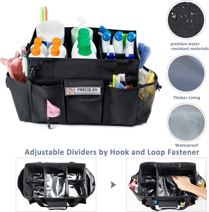 Large Cleaning Caddy for Cleaning Suppliers Organizer,15" Storage Organizer for House Clean Essential, Wearable Cleaing Bag, Storage Caddy for Housekeeping
