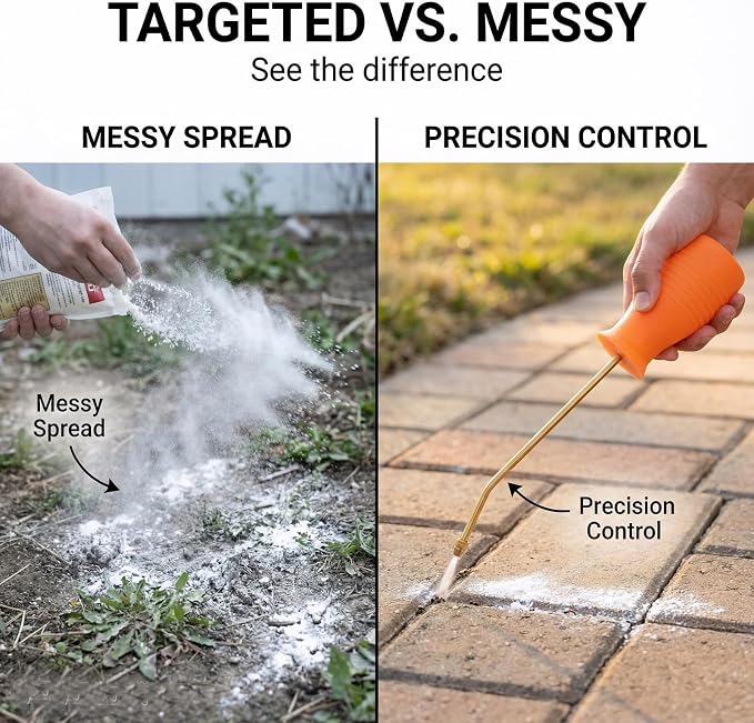Diatomaceous Earth Duster, 230ml Large, Powder Duster Kit with Long Copper Tube & Folding Funnel, Indoor Outdoor Silicone Sprayer Heavy Duty Bulb Applicator for Home and Garden(Orange)