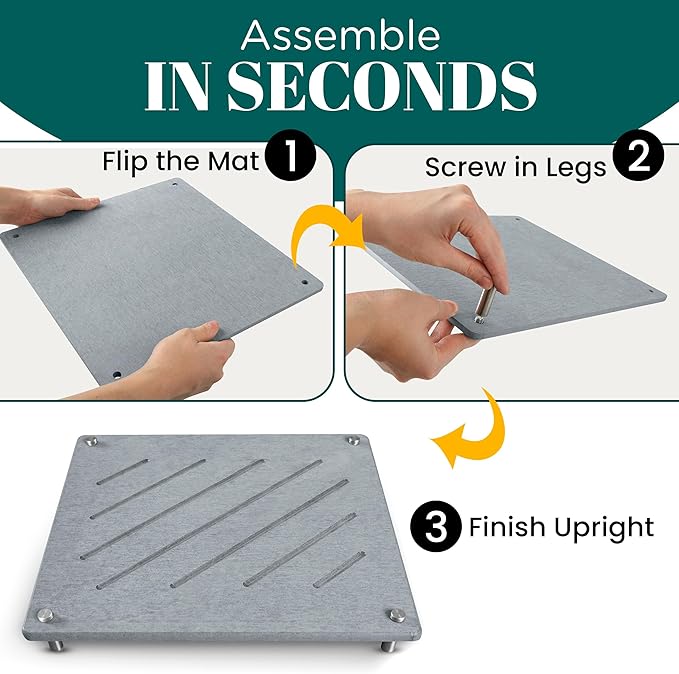 Stone Dish Drying Mat – Quick Dry Kitchen Counter Mat, 3-Piece Set, Diatomaceous Earth Water Absorbing Mats with Non-Slip Backing & Airflow Legs