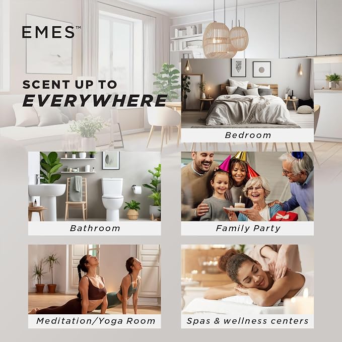 EMES 700 Waterless Smart Aromatherapy Diffuser | Scent Diffuser for Essential Oils for Homes, Spa, Office & Hotel | 24-Hr Bluetooth-Controlled Scent Air Machine | 500ml Capacity-Color Gray | 700 sq ft