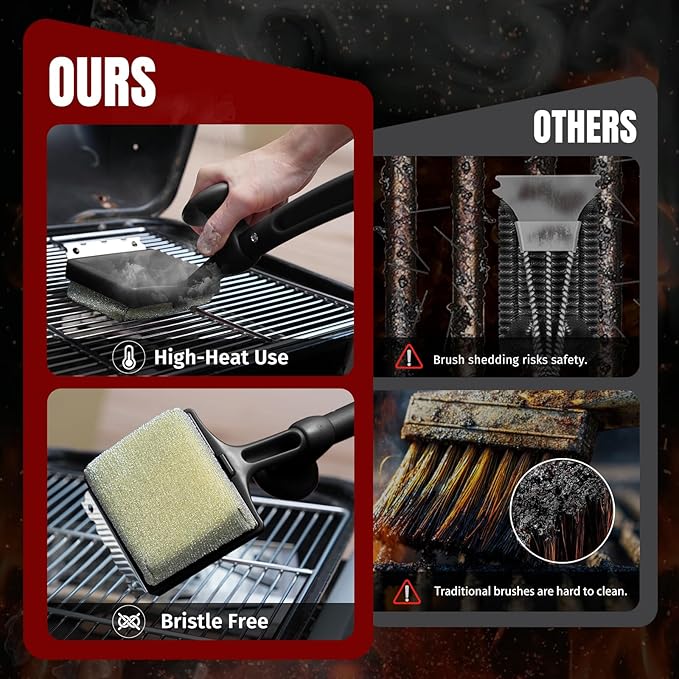 SHINESTAR Grill Brush for Outdoor Grill with Aramid Fiber - Cleaning BBQ Grill Brush and Scraper, Grill Brush Bristle Free with Non Metal Bristles, Replaceable Head for Weber Traeger Grates