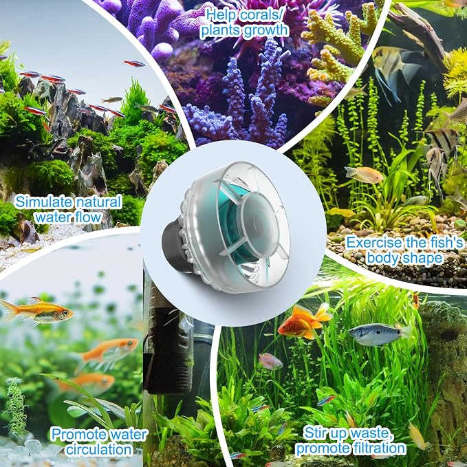 hygger Mini Wave Maker For Aquarium, Ultra-quiet Transparent Wavemaker With Controller, Adjustable Flow Magnetic DC 12V 850GPH Powerhead, Circulation Pump For 20-80Gallon Freshwater Coral Reef Tank