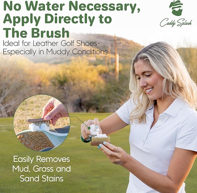 Caddy Splash Complete Golf Shoe Cleaning Kit - 4oz Foaming Cleanser, Durable & Safe Shoe Brush, Premium Microfiber Towel & Multi Purpose Travel Wipes - All-in-One Cleaning Solution - USA Company