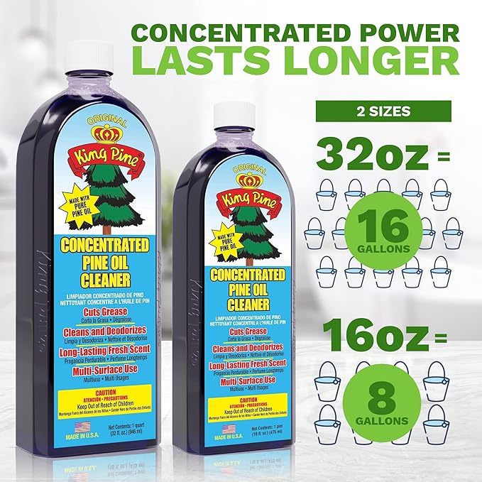 King Pine Concentrated Pine Oil Multi-Surface Cleaner Industrial Strength, Original Black, 16 Fl Oz