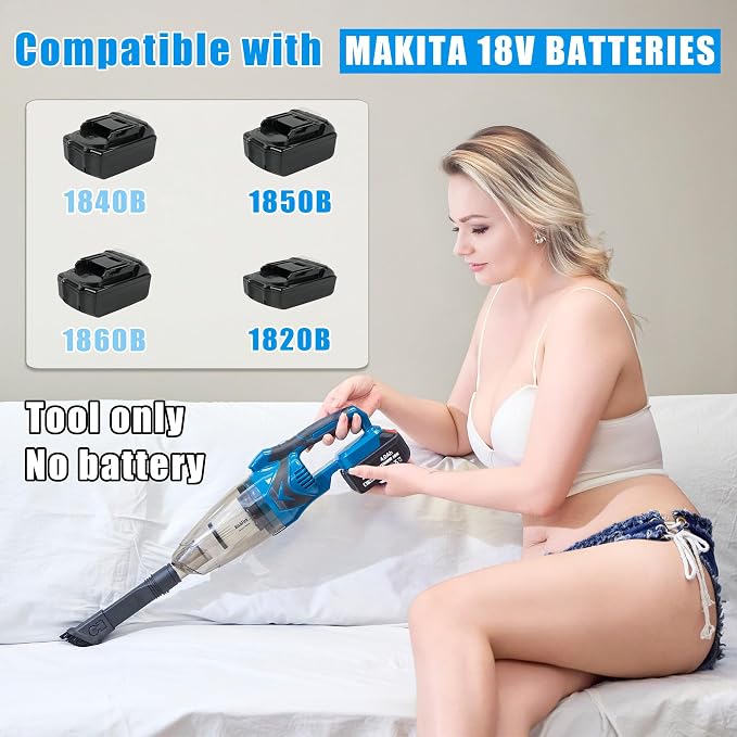 Cordless Vacuum Cleaner Compatible with Makita Battery,Wireless Handheld Vacuum Cleaner for Home, Boat, Workshop, Pet Hair, Furniture Cleaning(Tool Only No Battery)