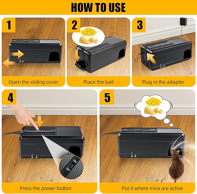 High Voltage Electric Mouse Trap Zapper, Instantly Kills Mice & Rats, No Touch Reusable Indoor Rat Killer Trap for Home, Kitchen, and Commercial Use,Safe and Effective Rodent Control