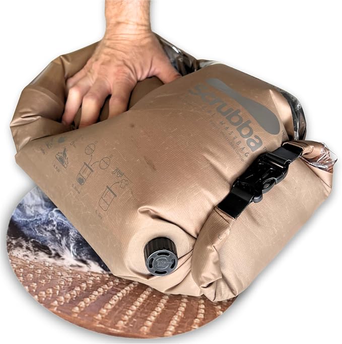 Scrubba Tactical Wash Bag - Patented Washboard-in-a-Bag™ Portable Travel Washing Machine for Military, Camping, Hunting & Overlanding - Wash Clothes Anywhere in Minutes (5.4 oz)