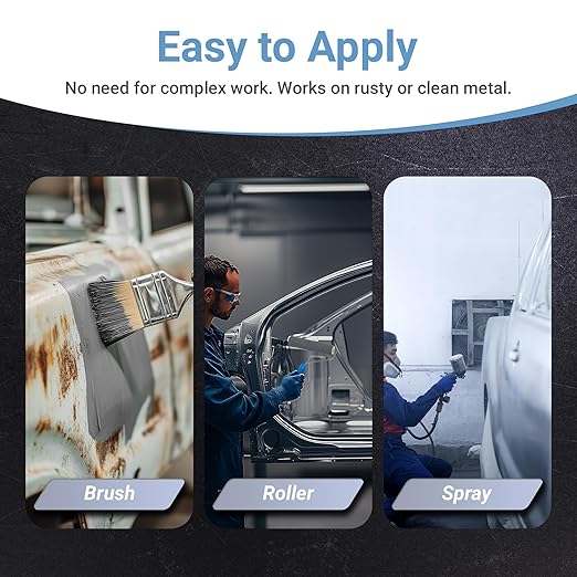RUST BULLET Automotive - Metallic Gray - 1 Pint - Rust Inhibitor & Protective Coating for Cars, Trucks, & Metal Surfaces, UV Resistant, No Topcoat Needed