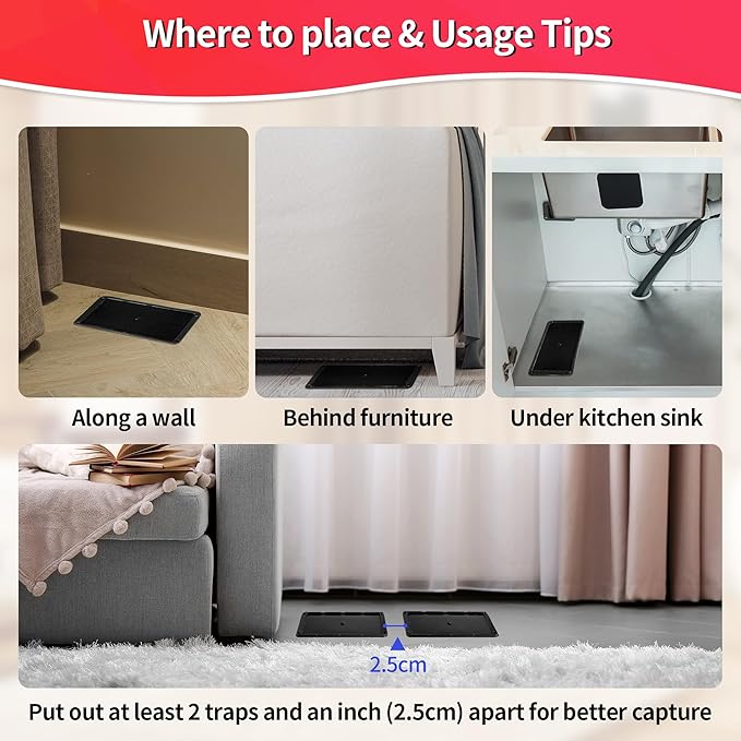 LULUCATCH Mouse Traps, 6 Pack Large Glue Traps Mouse Traps Indoor for Home, Pre-Baited Non-Toxic Bulk Glue Boards for Mice, Snakes, Rat, Lizard, Cockroach & Spiders, Pet Safe, Easy to Use