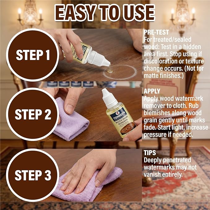 Wood Water Mark Remover, Furniture White Ring & Haze Removal Set - 12PCS Professional Wood Furniture Cleaner Repair Care Kit for Tables, Cabinets, Floors, Hardwood Furniture and More