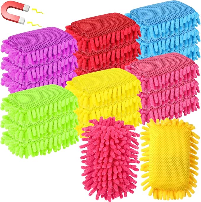 Sherr 18 Pcs Microfiber Shag Magnetic Dry Erase Erasers Washable Whiteboard Eraser Bulk Colorful White Board Eraser for Chalk Markers Home Office(Rainbow Color)