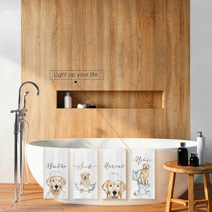 Golden Retriever Gifts Hand Towels Set of 4, Golden Retriever Gifts for Lovers Women, Dog Decor Hand Towels for Bathroom,16x24 Inches