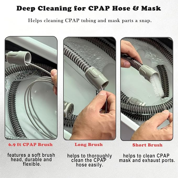 CPAP Cleaning Kit with Hose Dryer for Universal 22mm Tubing, Cpap Cleaner Supplies Includes Collapsible Wash Basin, Hose & Mask Brush, CPAP Holder & Hose End Caps | Make Cpap Cleaning Easier