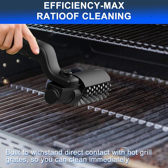 Electric BBQ Grill Brush - 2600mAh Rechargeable Cleaning Brush IPX7 Waterproof with Three-Speed Adjustment(Max 400RPM), 180° Adjustable Head for Grill Grates & Kitchen Surfaces