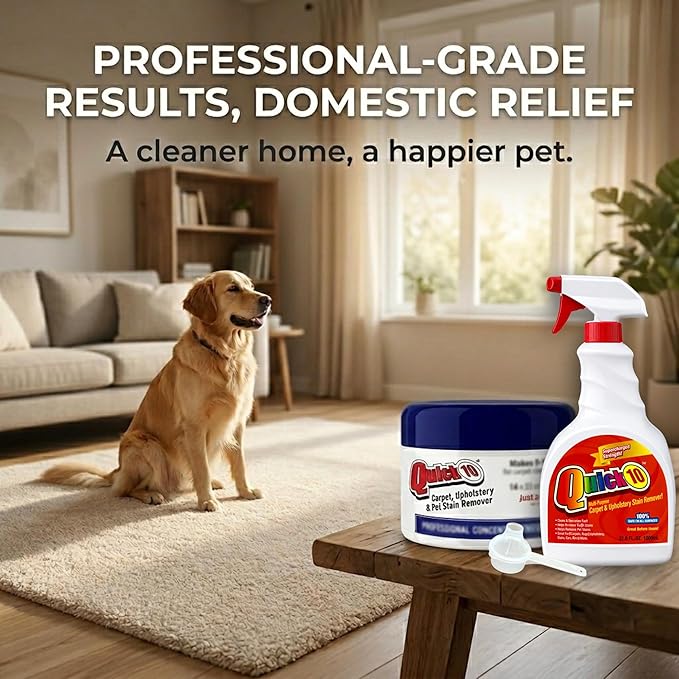 Quick 10 Carpet & Upholstery Cleaner Concentrate Refill Jar - Professional Strength Stain Remover for Pet Odors, Coffee, Wine, Food & Blood – Safe for Fabric, Leather, Walls & Vinyl