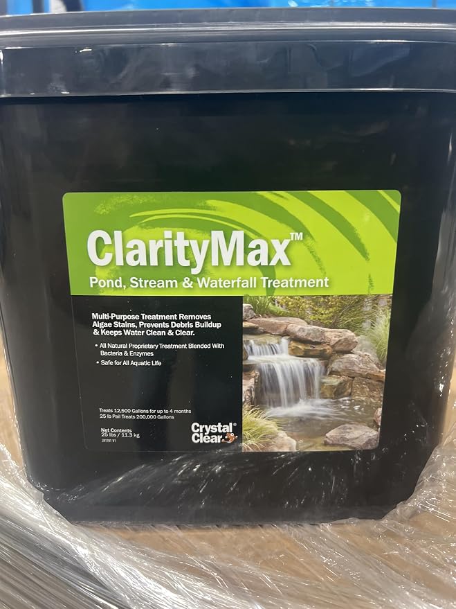 CrystalClear ClarityMax Pond Clarifier, All-in-One Natural Treatment, 25 LB | Beneficial microbes and enzymes provide max clarity, remove algae stains, and keep water gardens koi fish & pet safe