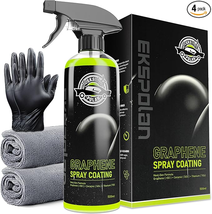 Graphene Spray Coating(16.9 Oz.) - UV Ceramic Coating for Cars -3-in-1Next Gen Car Wax Spray for Cars for Incredibly Slick, Glossy Finish- Waterless Wash & Wax (Green-500ml)