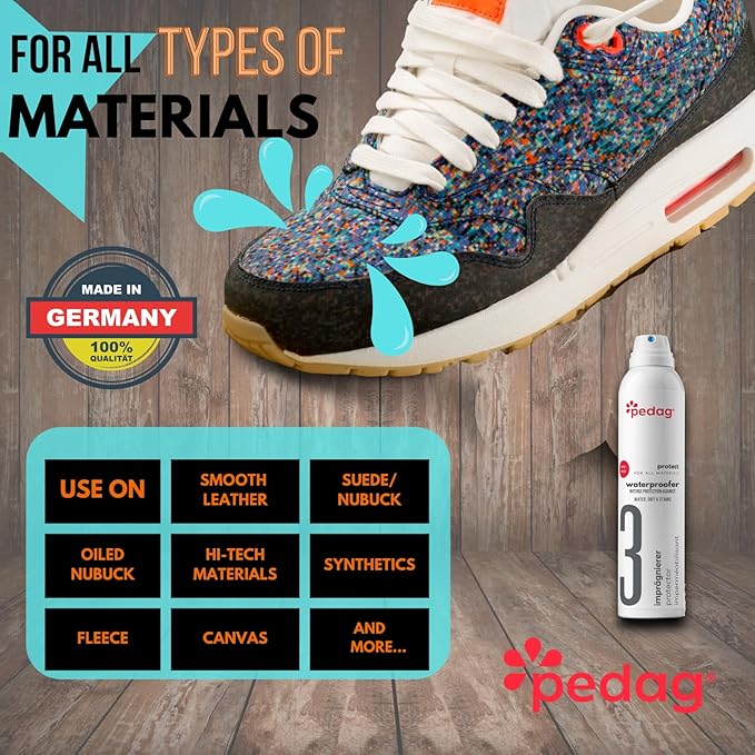 Pedag PFAS-Free Waterproofer | German Made | Heavy Duty Waterproof and Stain Repellent | Canvas & Fabric Spray Protector | Waterproofing Spray and Guard for Boots, Shoes, Tents, Hats, Jackets | 1 Can