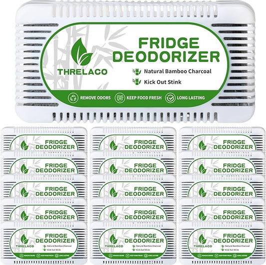Threlaco 15 Pack Refrigerator Deodorizer Activated Charcoal Fridge Deodorizer Odor Eliminator for Refrigerators Wardrobe Closet Car Coolers and Basement