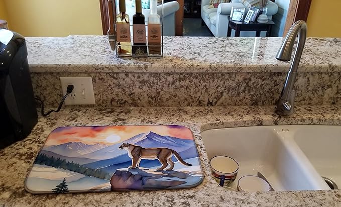 Caroline's Treasures Mountain Majesty Lion Dish Drying Mat Absorbent Dish Drying Mat Pad for Kitchen Counter Dish Drainer Mat for Countertop, 14 x 21", Multicolor