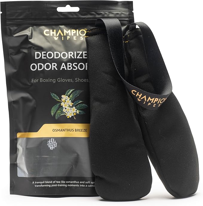 Deodorizer Inserts for Boxing Gloves, Hockey Equipment, Gym Bags & Sports Gear – Bamboo Charcoal Odor Absorber & Moisture Absorber – Reusable Dual-Pouch Insert (Osmanthus Breeze)