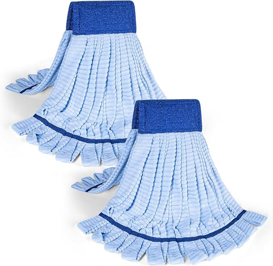 Large Microfiber Tube Mop Heads,Tube Wet Mop Refill (6 inch),Blue Heavy Duty Industrial Wet Mop Head Refill, Highly Absorbent,Commercial Mop Head Replacement,Machine Washable,Hardwood Floors(2)