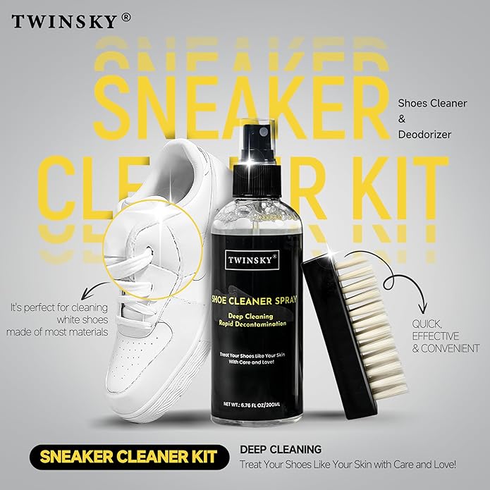 6-in-1 Shoe Cleaning Set,Compatible with Birkenstock, with Plant-Based Foam, Deodorizing Spray, 3 Brushes & Microfiber Towel, for Sneaker, Leather, Nubuck, Boot, Suede, Athletic Shoes,etc