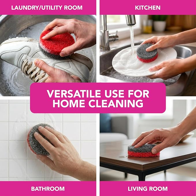 Weiman Multi-Surface Dual Action Sponges, Non-Scratch Scrub & Shine for Dishes, Cooktops, Stainless Steel, Glass, Granite, & More - Durable Kitchen Cleaning Sponges, 8 Sponges