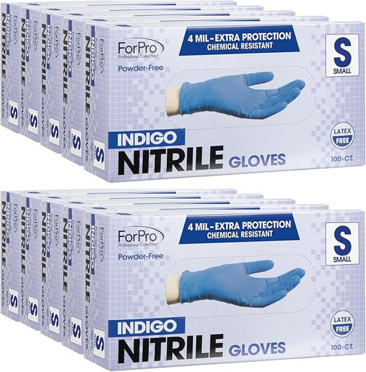 ForPro Disposable Nitrile Gloves, Chemical Resistant, Powder-Free, Latex-Free, Non-Sterile, Food Safe, 4 Mil