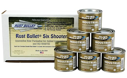 RUST BULLET Industrial - Metallic Gray - Six Shooter (6) 4 Oz Kit - Rust Preventative Coating for Industrial, Marine, Home and Farm Projects, Chip and UV Resistant, Durable Finish