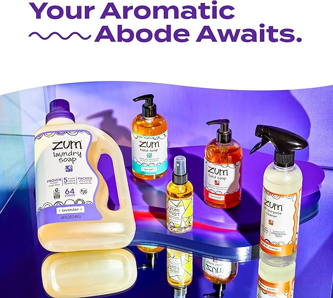 Zum Wool Dryer Balls Kit Plus Zum Mist - 3 Wool Balls with Essential Oil Blend & Room & Body Mist - Amber