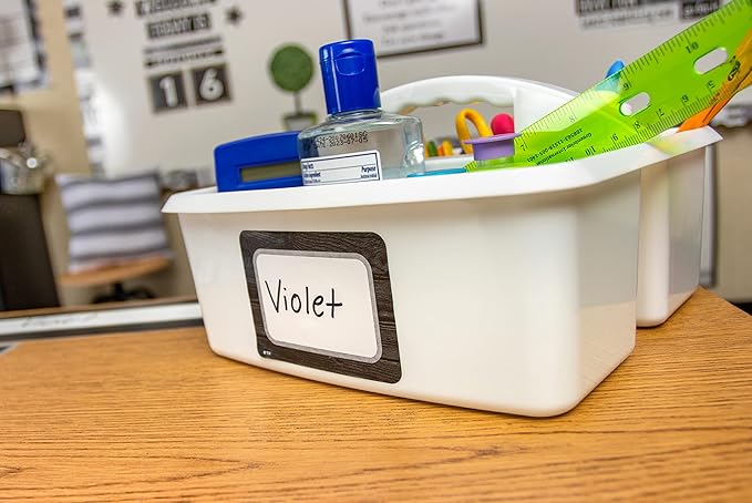 Teacher Created Resources White Portable Plastic Storage Caddy 6-Pack for Classrooms, Kids Room, and Office Organization, 3 Compartments