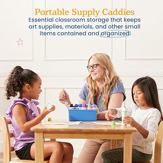 ECR4Kids 3-Compartment Small Plastic Caddy, Multipurpose Organization, Contemporary, 6-Pack