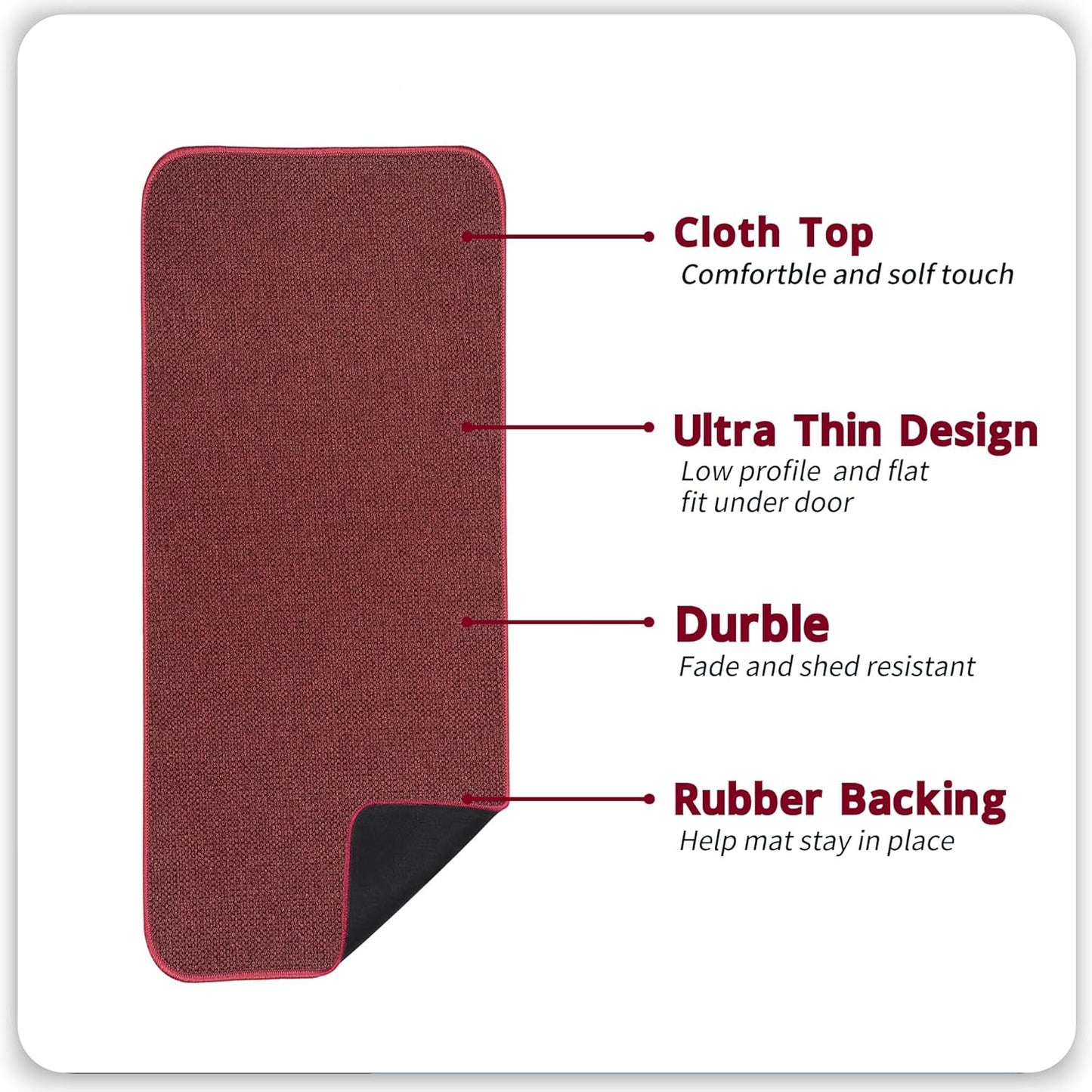 Bath Mat,Ultra Thin Bathroom Runner Rugs,Large Bath Mats for Bathroom,Quick Dry,Non-Slip,Machine Washable,Low Pile,Bath Rug,Shower Outside,Sink,Home Decor Accessories.Red,1'5"x4'11"（17x59inch）
