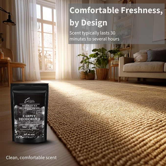 Lapew Midnight Ice Carpet Deodorizer Powder - Pet Safe Freshener for Vacuuming | Scented Odor Eliminator for Home | 16 oz