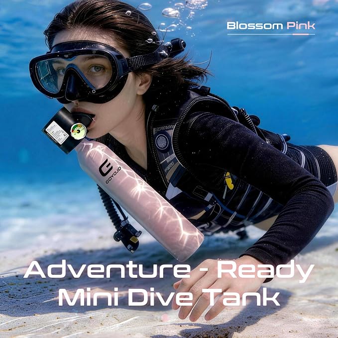 GOYOJO Mini Scuba Tank, Portable Diving Lung Air Tank with DOT Certified, Refillable Emergency Backup Pony Bottle for Snorkeling, Underwater Breathing, Training
