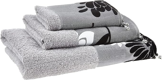Zahari Home Erica Bathroom Towel Set - 3 Piece Modern Decor Grey Towel Set