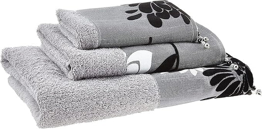 Zahari Home Erica Bathroom Towel Set - 3 Piece Modern Decor Grey Towel Set
