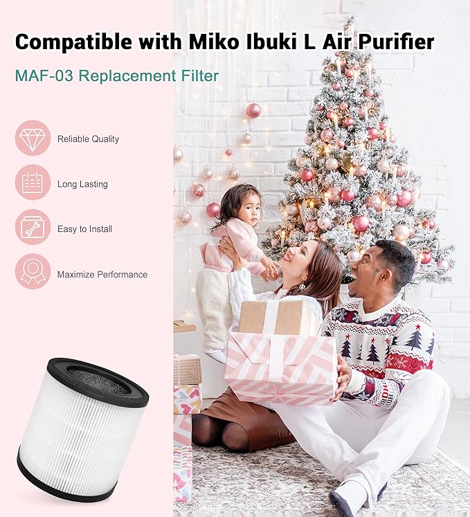 MAF-03 Replacement Filter Compatible with Miko Ibuki L Air purifier MA-03 MA-03CW, 3-Stage Filtration with Activated Carbon, 2 Count