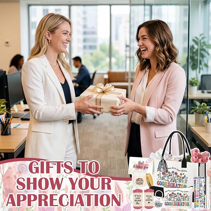 Patelai 7 Pcs Chaos Coordinator Gifts for Women Funny Thank You Coordinator Basket, Self Care Set with 20oz Tumbler Tote Bag Socks Candle Unique Problem Solvers Gift for Coworker Employee Lady Manager