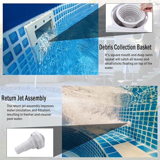 Kefly Above Ground Pools Skimmer with Accessories, Thru-Wall Skim Compatible with All Standard Pool Wall Cutouts