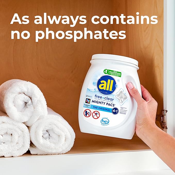 all Unit Dose Laundry Detergent, Mighty Pacs, Free Clear, 60 Count