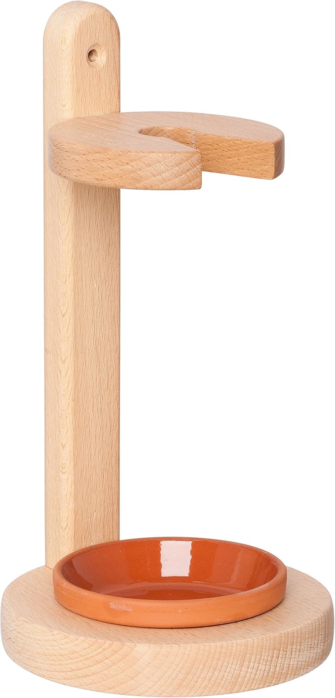 REDECKER Oiled Beechwood Toilet Brush Stand with Tampico Fiber Toilet Brush, 9-7/8 inches - Natural Bristles are Heat-Resistant and Retain Shape, Made in Germany - Wood Toilet Brush Set