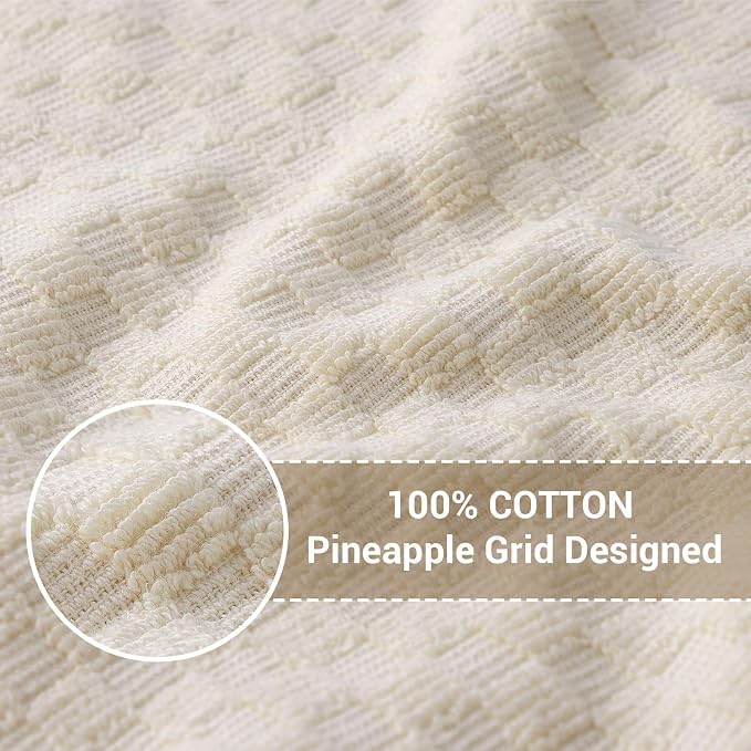 Homaxy 100% Cotton Terry Kitchen Dish Cloths, Ultra Soft Absorbent Dish Towels with Hanging Loop, Pineapple Grid Designed, 12 x 12 Inches, 6-Pack, Beige
