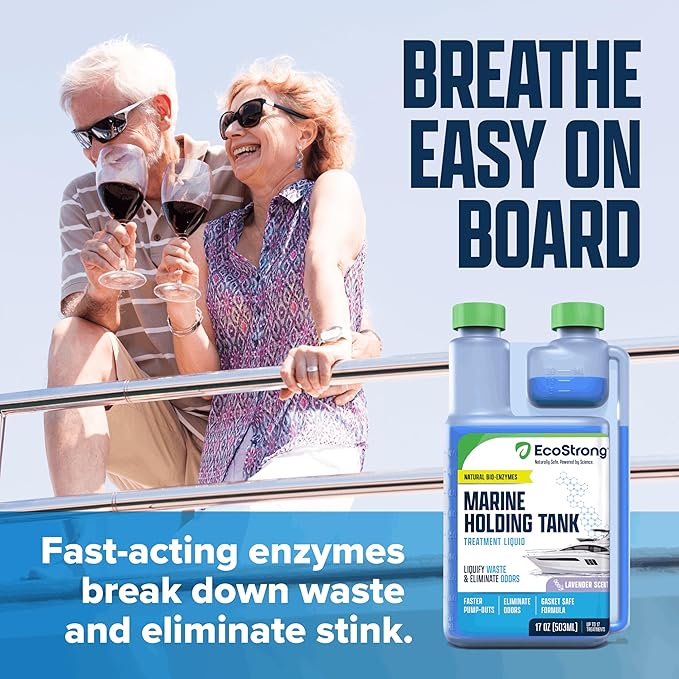 Eco Strong Marine Holding Tank Treatment | Powerful Enzymatic Black Water Digesting Liquid - Eliminates Tank Odor and Breaks Down Waste (33 oz)