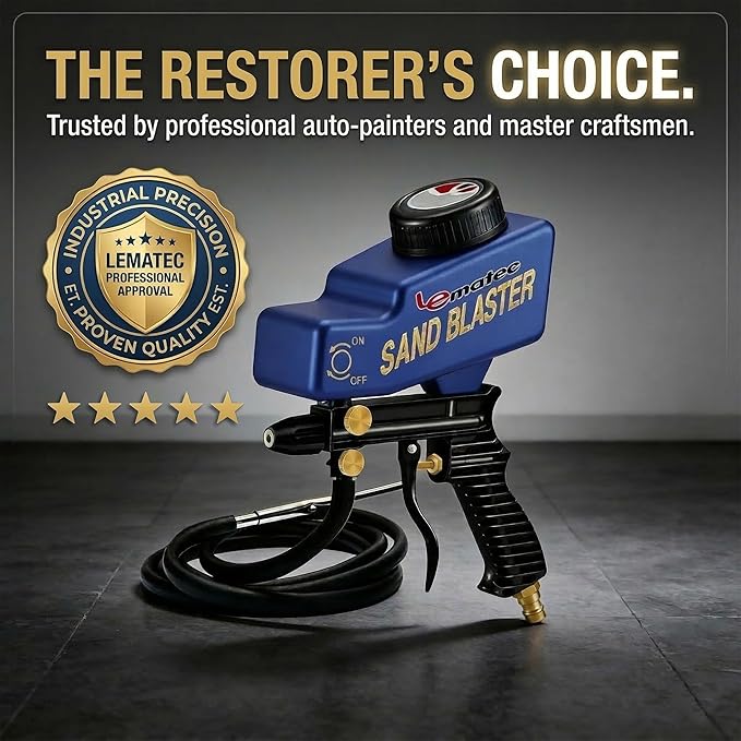 LE LEMATEC Sand Blaster Gun Kit – Portable Sandblaster for Air Compressor – Rust Removal & Glass Etching – Gravity Feed & Siphon Modes – AS118-2C
