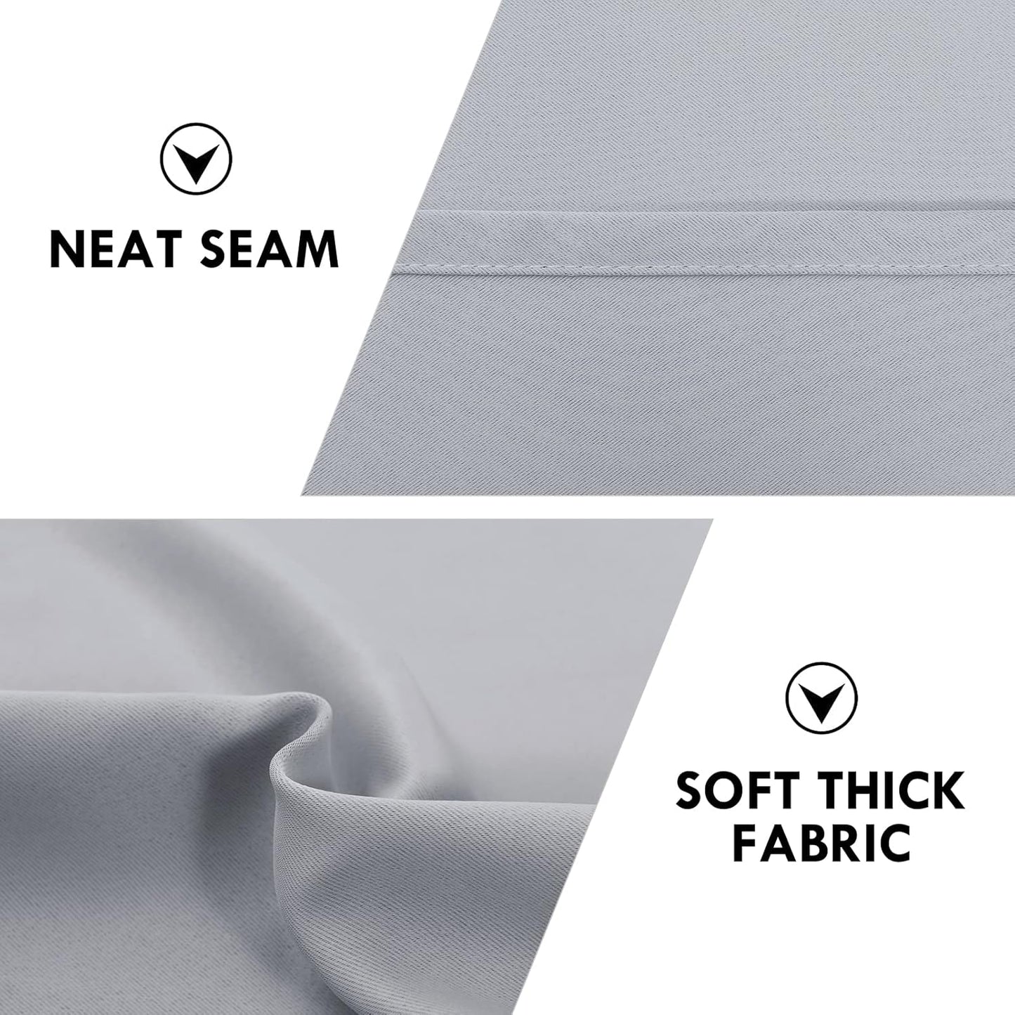 DWCN Blackout Curtains Room Darkening Thermal Insulated Bedroom Curtains Window Curtain Panels, 42 x 63 inches Long, Set of 2 Silver Grey Rod Pocket Drapes