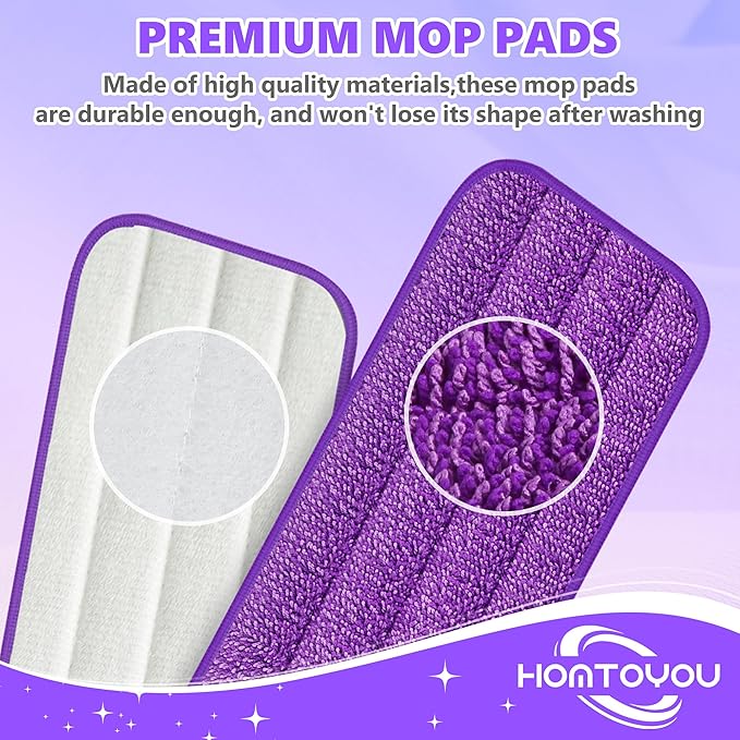 HOMTOYOU Spray Mops with 9 Reusable Pads: Wet Mop for Hardwood Tile Wood Laminate Vinyl - Absorbs Pet Hair Dust